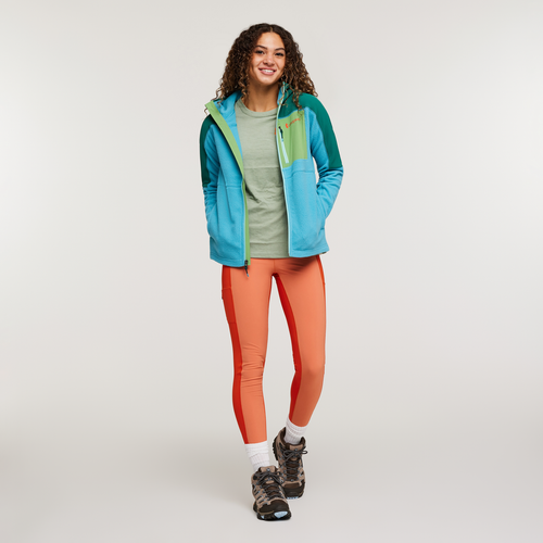 Abrazo Fleece Hooded Full-Zip Jacket - Women's, Greenery/Poolside, Model London