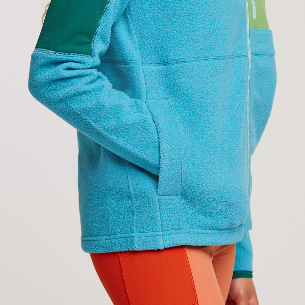 Abrazo Fleece Hooded Full-Zip Jacket - Women's, Greenery/Poolside, Model London