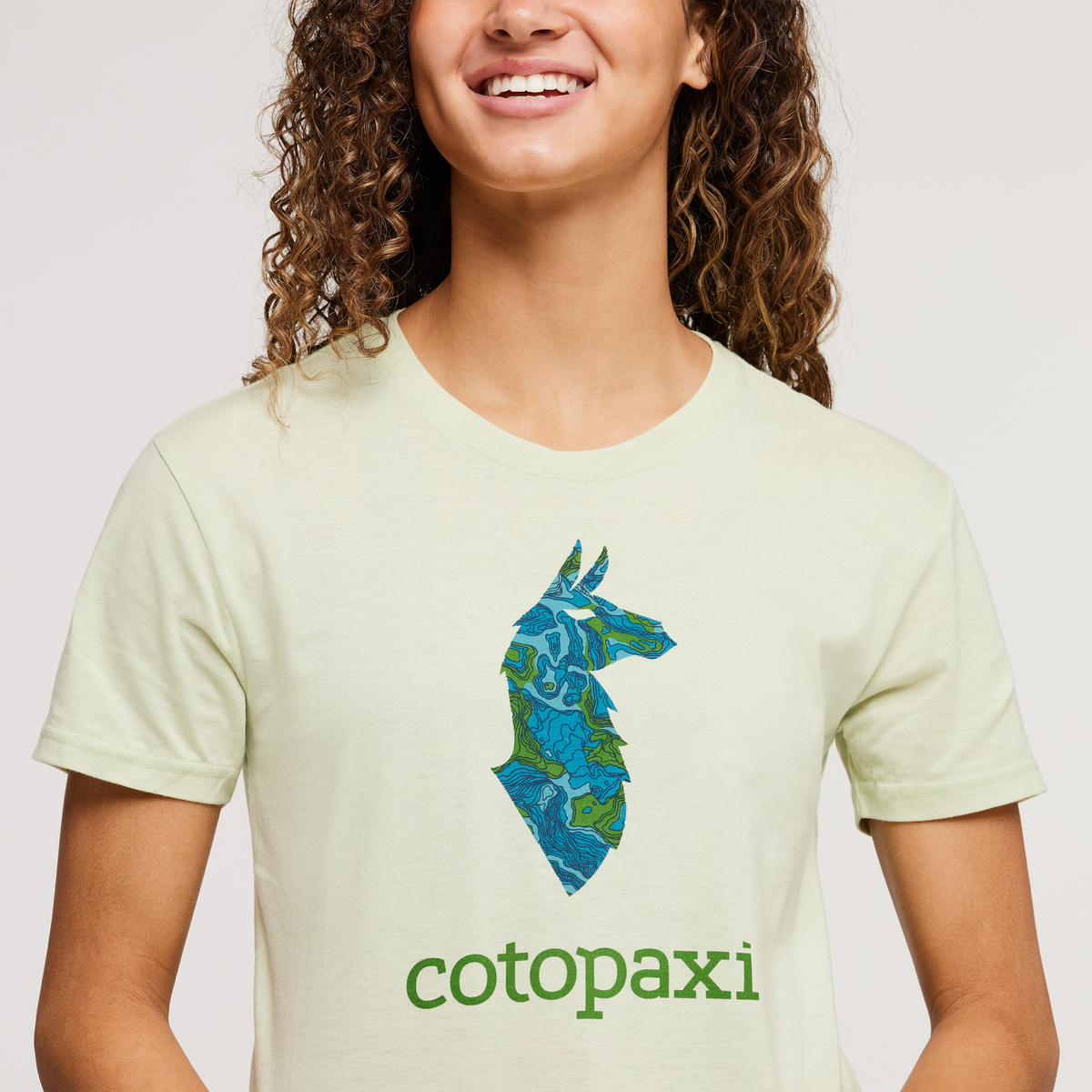 Altitude Llama Organic T-Shirt - Women's, Lichen, Model London