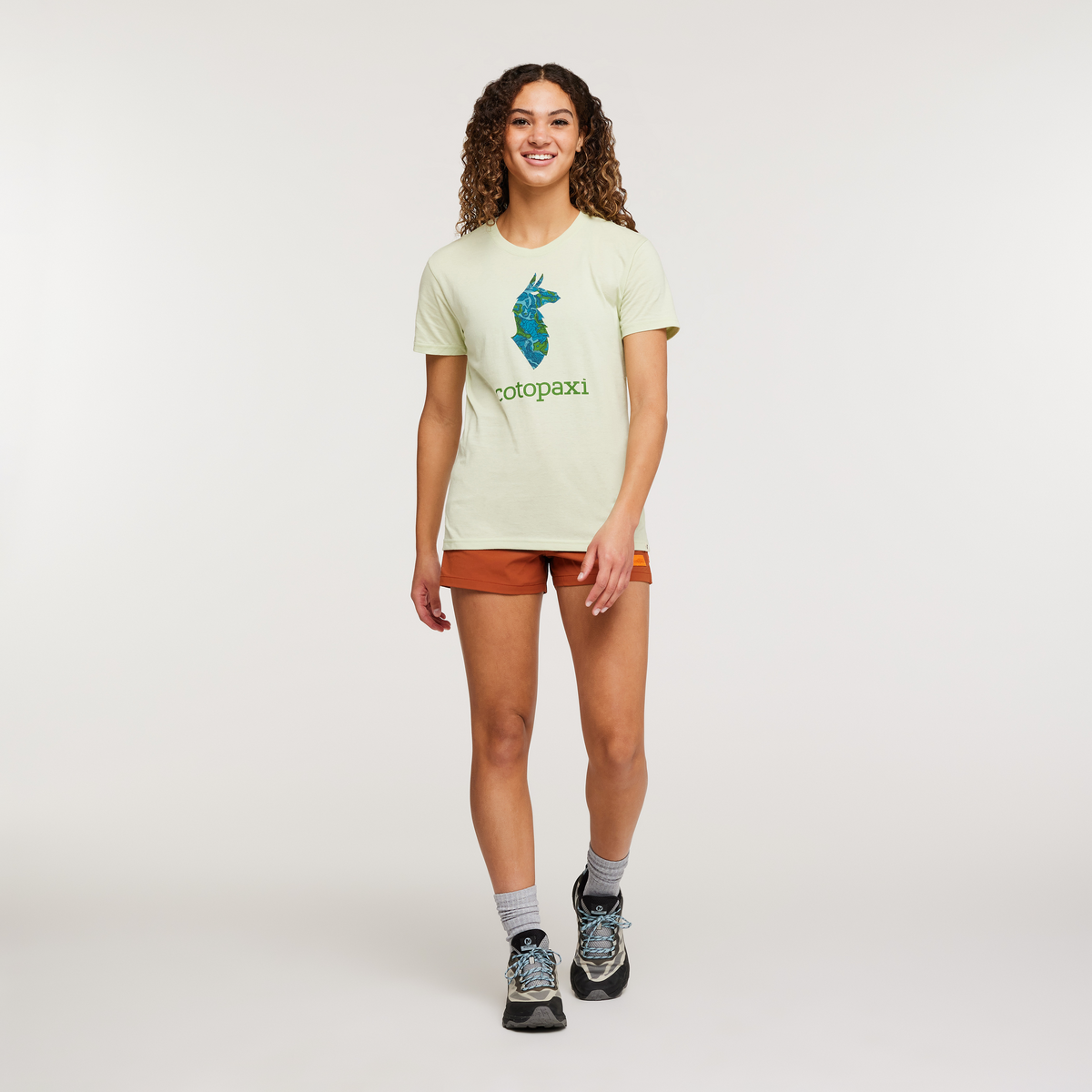 Altitude Llama Organic T-Shirt - Women's, Lichen, Model London