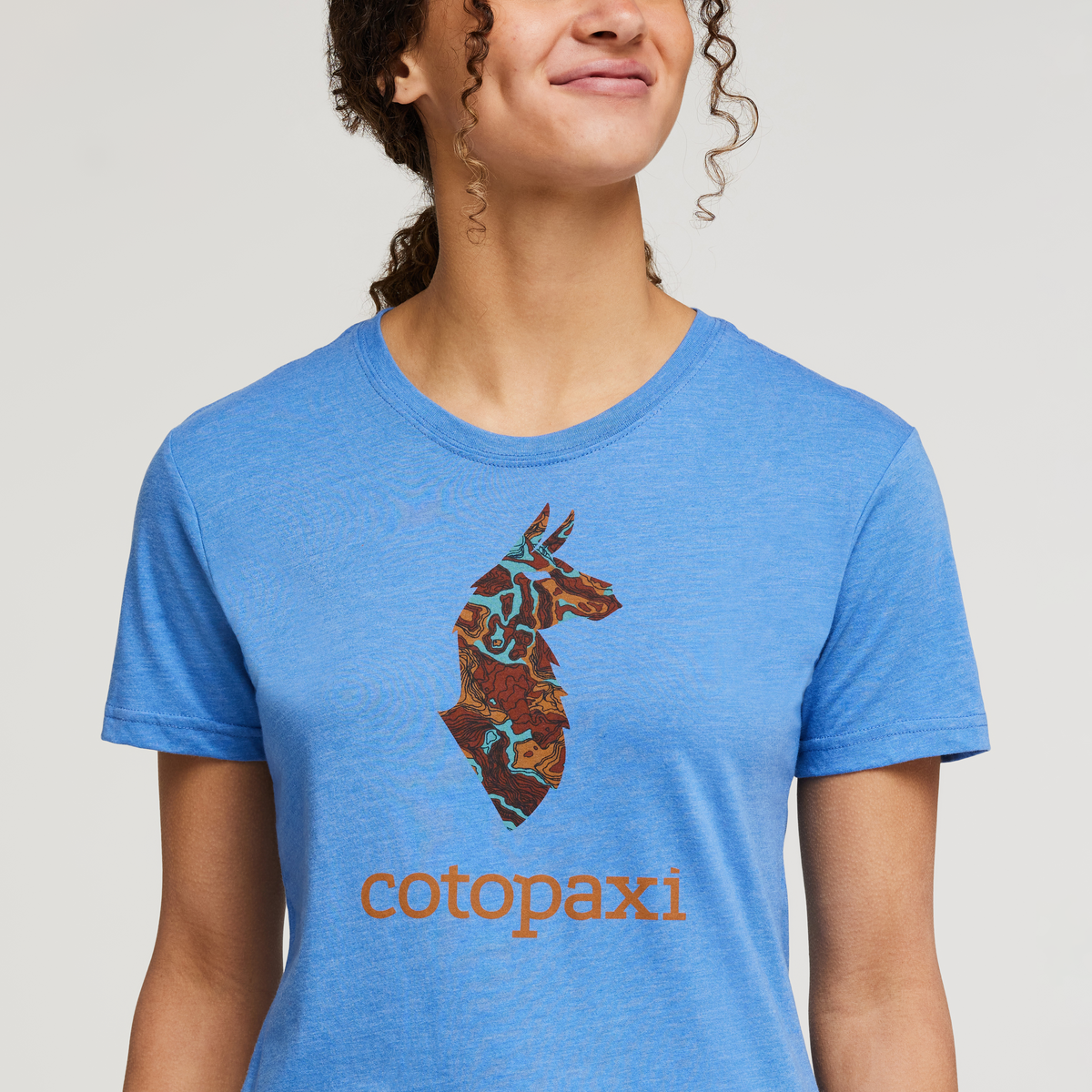 Altitude Llama Organic T-Shirt - Women's, Lupine, Model London