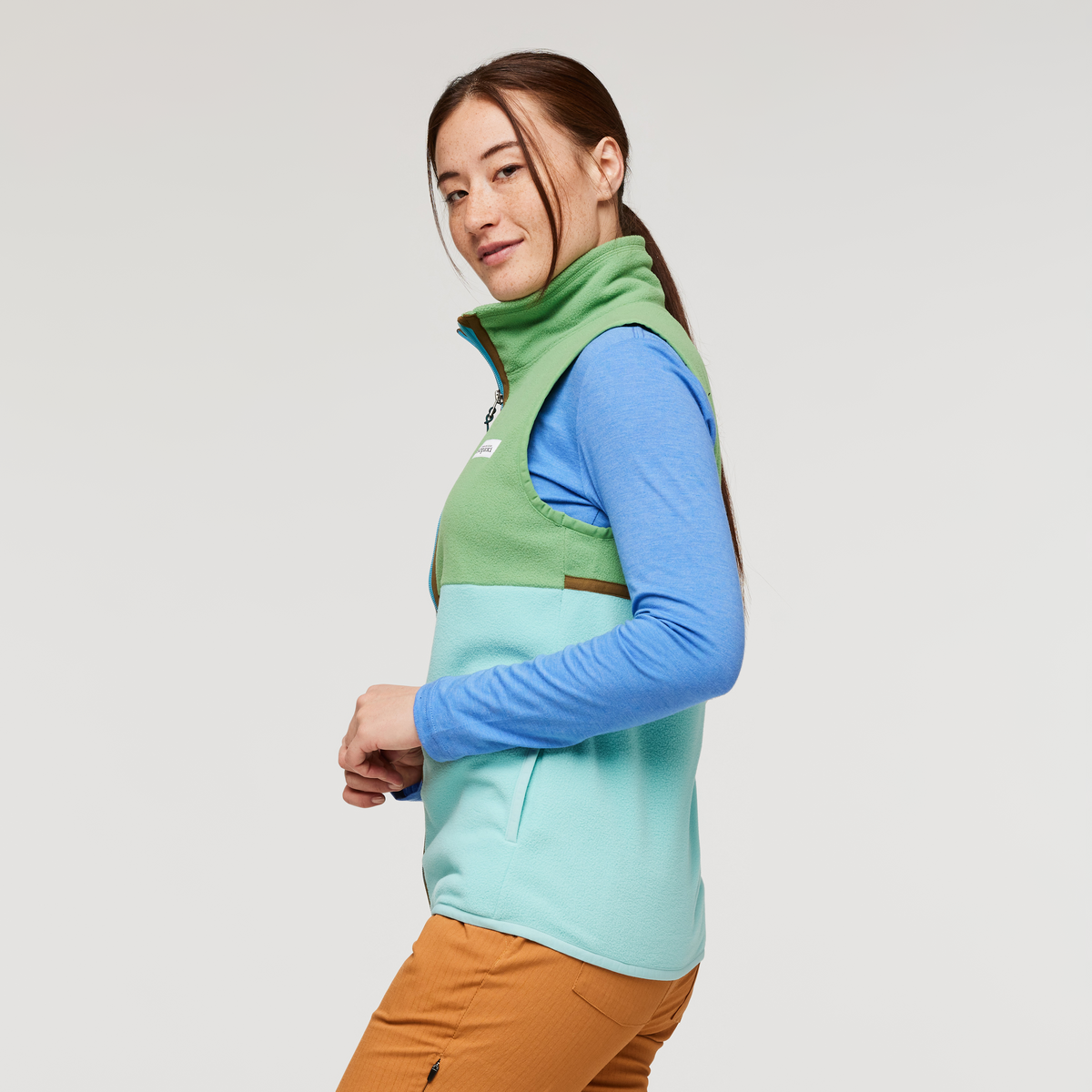 Amado Fleece Vest - Women's, Kelp/Sea Glass, Model Aya