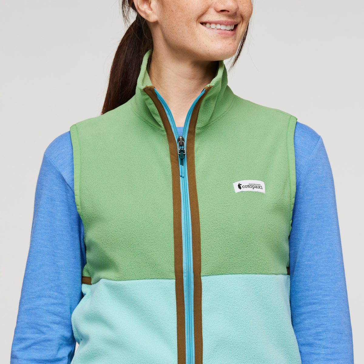 Amado Fleece Vest - Women's, Kelp/Sea Glass, Model Aya