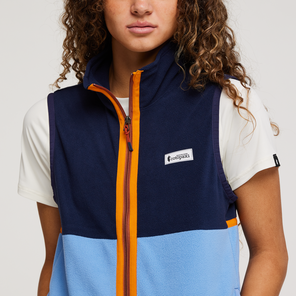 Amado Fleece Vest - Women's, Maritime/Lupine, Model London