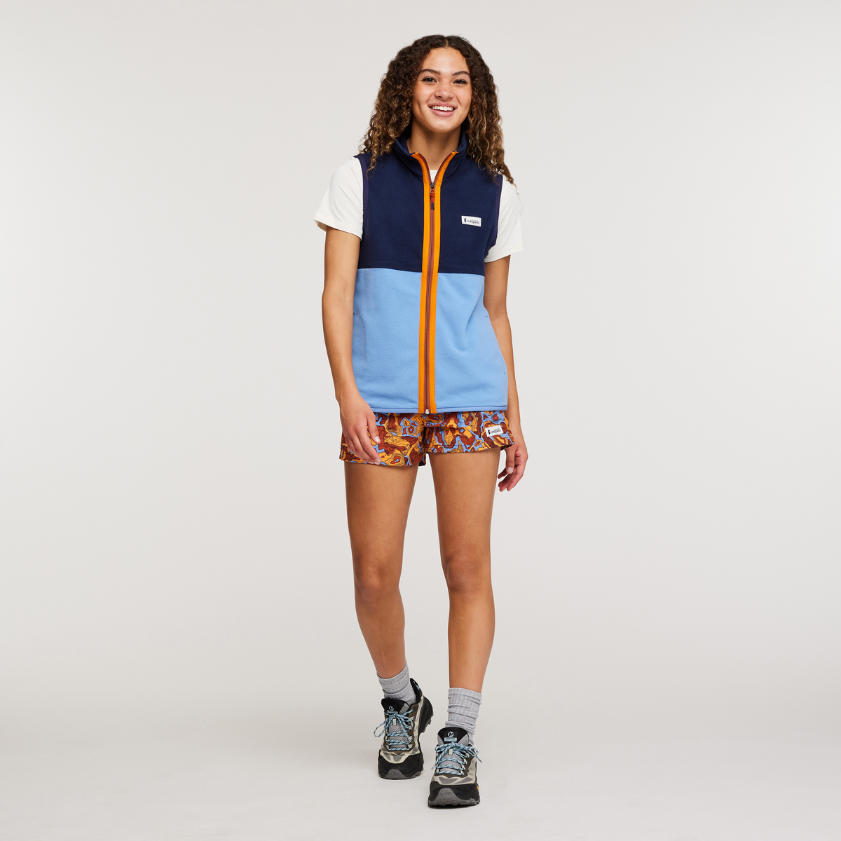 Amado Fleece Vest - Women's, Maritime/Lupine, Model London