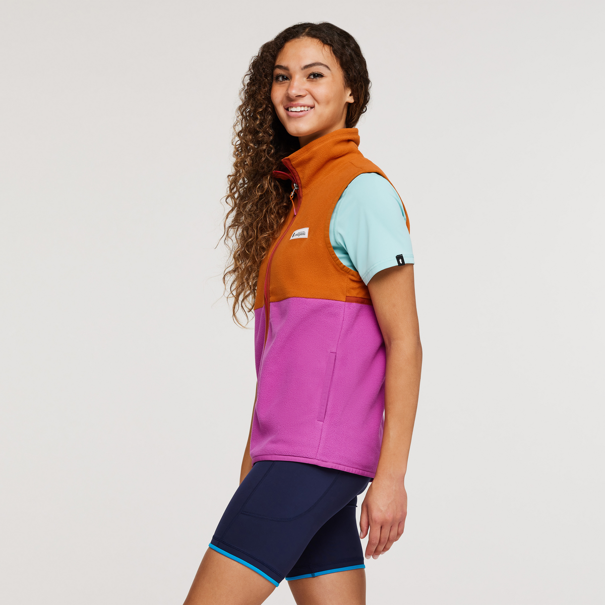 Amado Fleece Vest - Women's, Mezcal/Foxglove, Model London