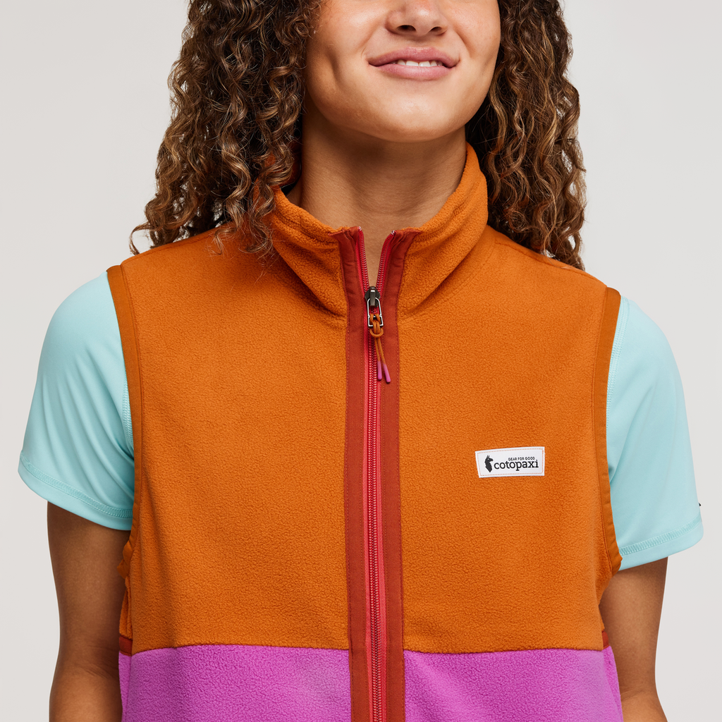 Amado Fleece Vest - Women's, Mezcal/Foxglove, Model London