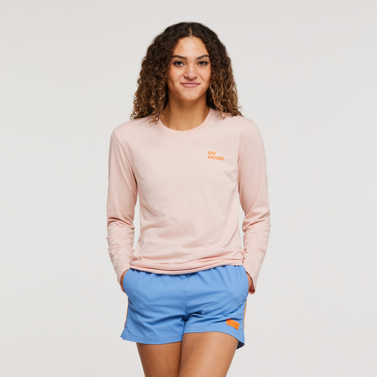 Cactus Life Long-Sleeve Organic T-Shirt - Women's, Sand, Model London