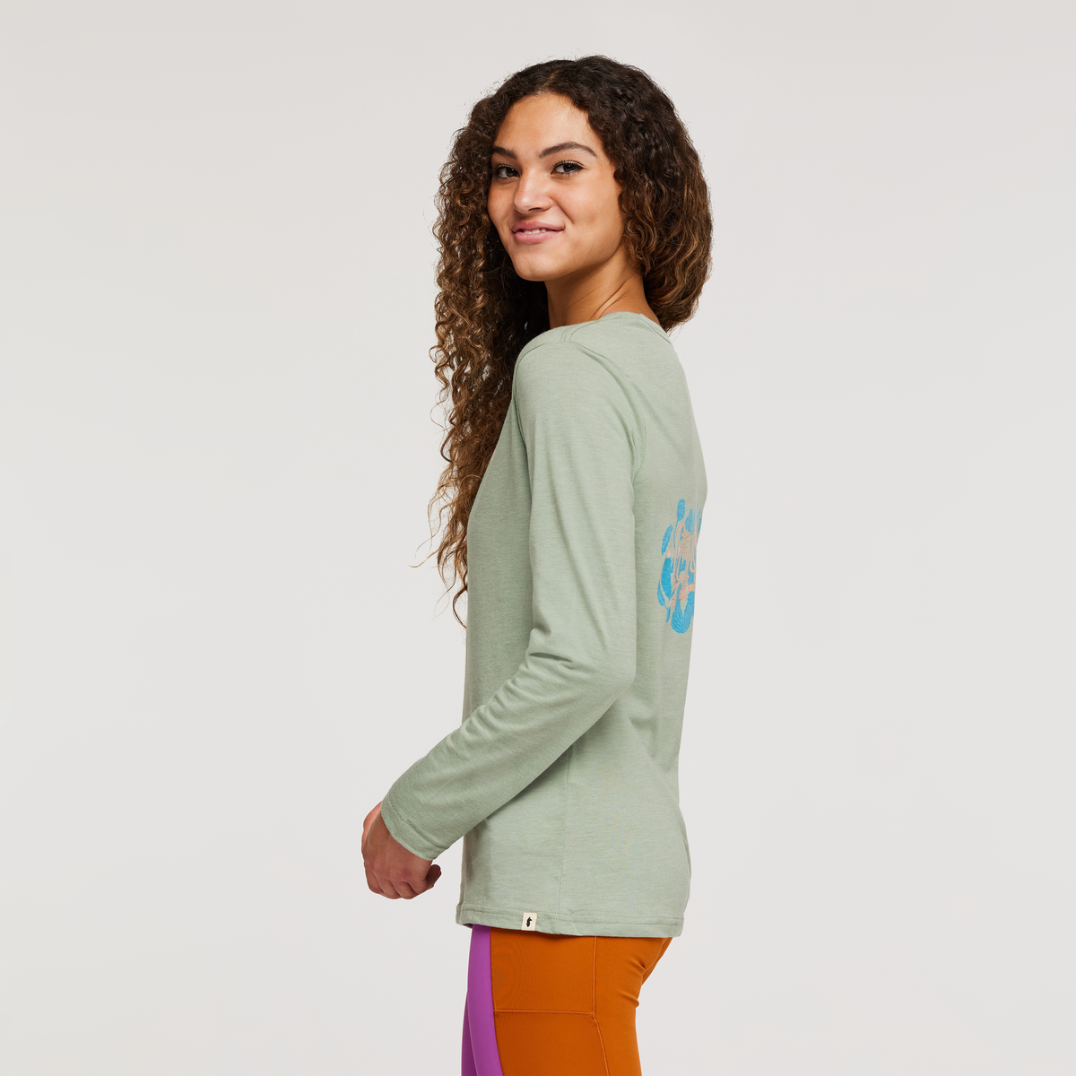 Cactus Life Long-Sleeve Organic T-Shirt - Women's, Silver Leaf, Model London