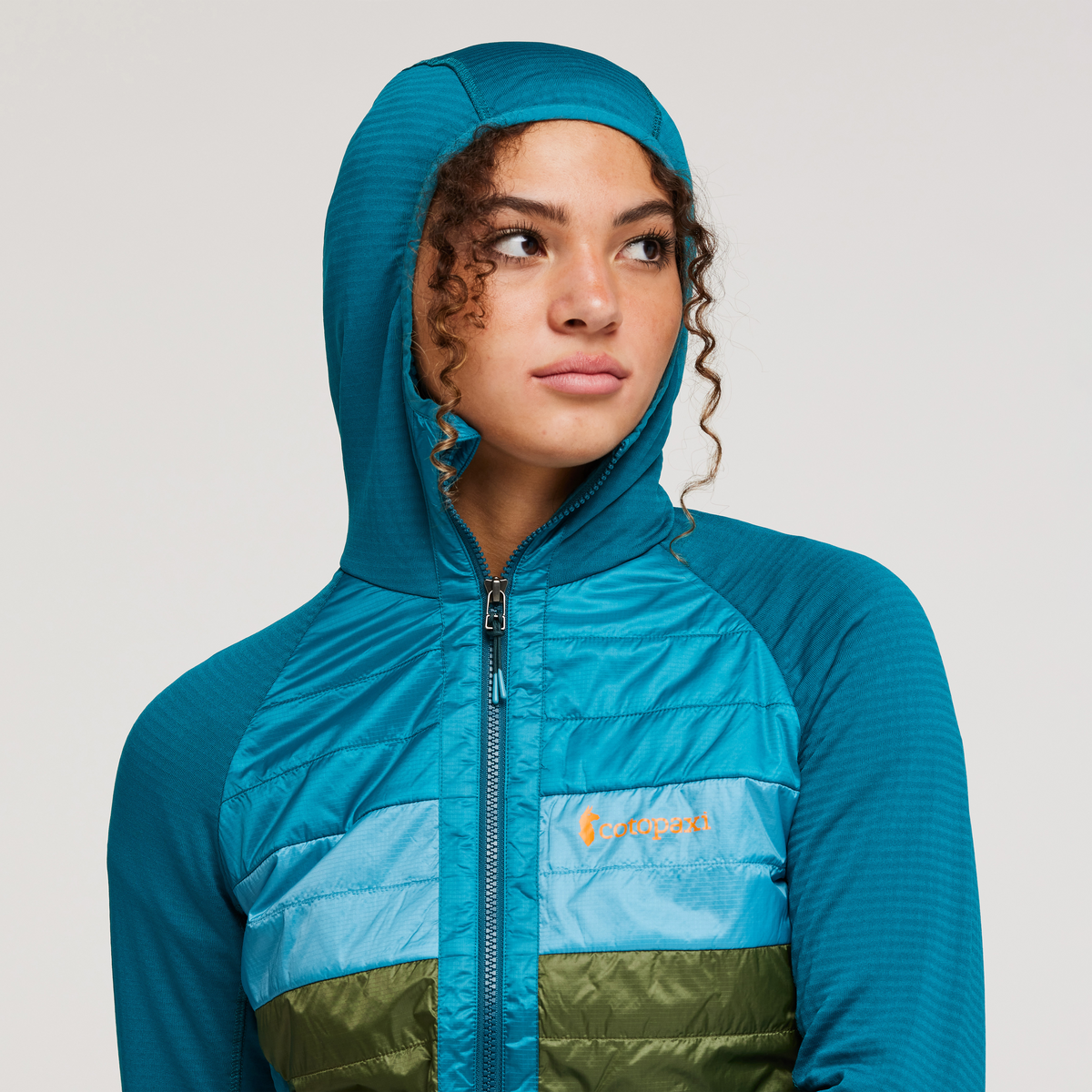 Capa Hybrid Insulated Hooded Jacket - Women's, Gulf/Pine, Model London