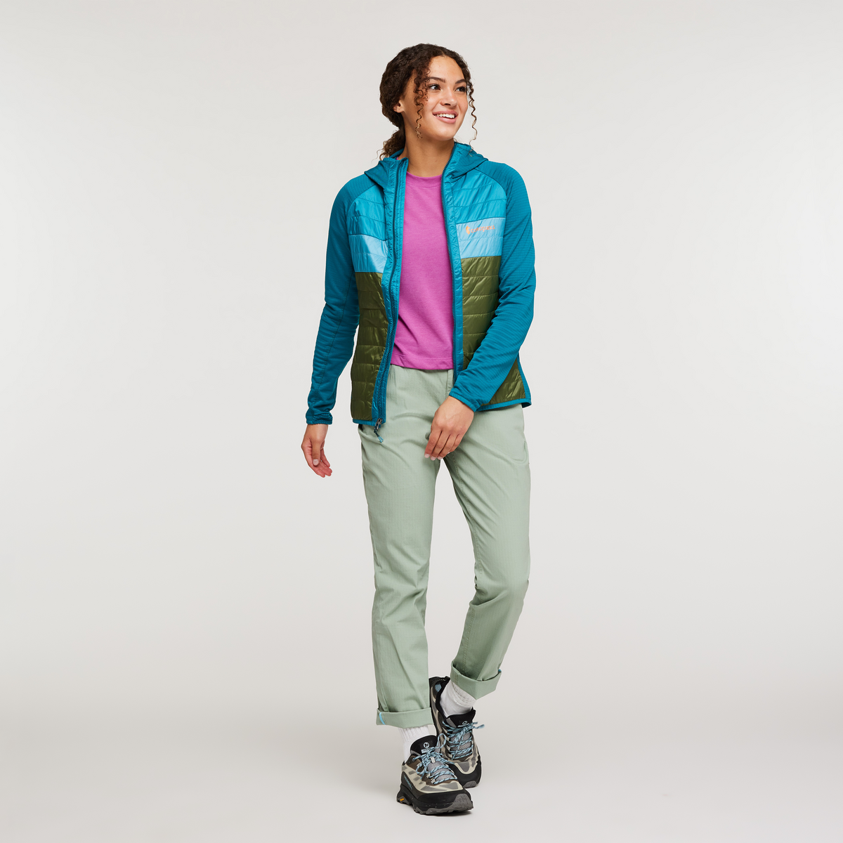 Capa Hybrid Insulated Hooded Jacket - Women's, Gulf/Pine, Model London