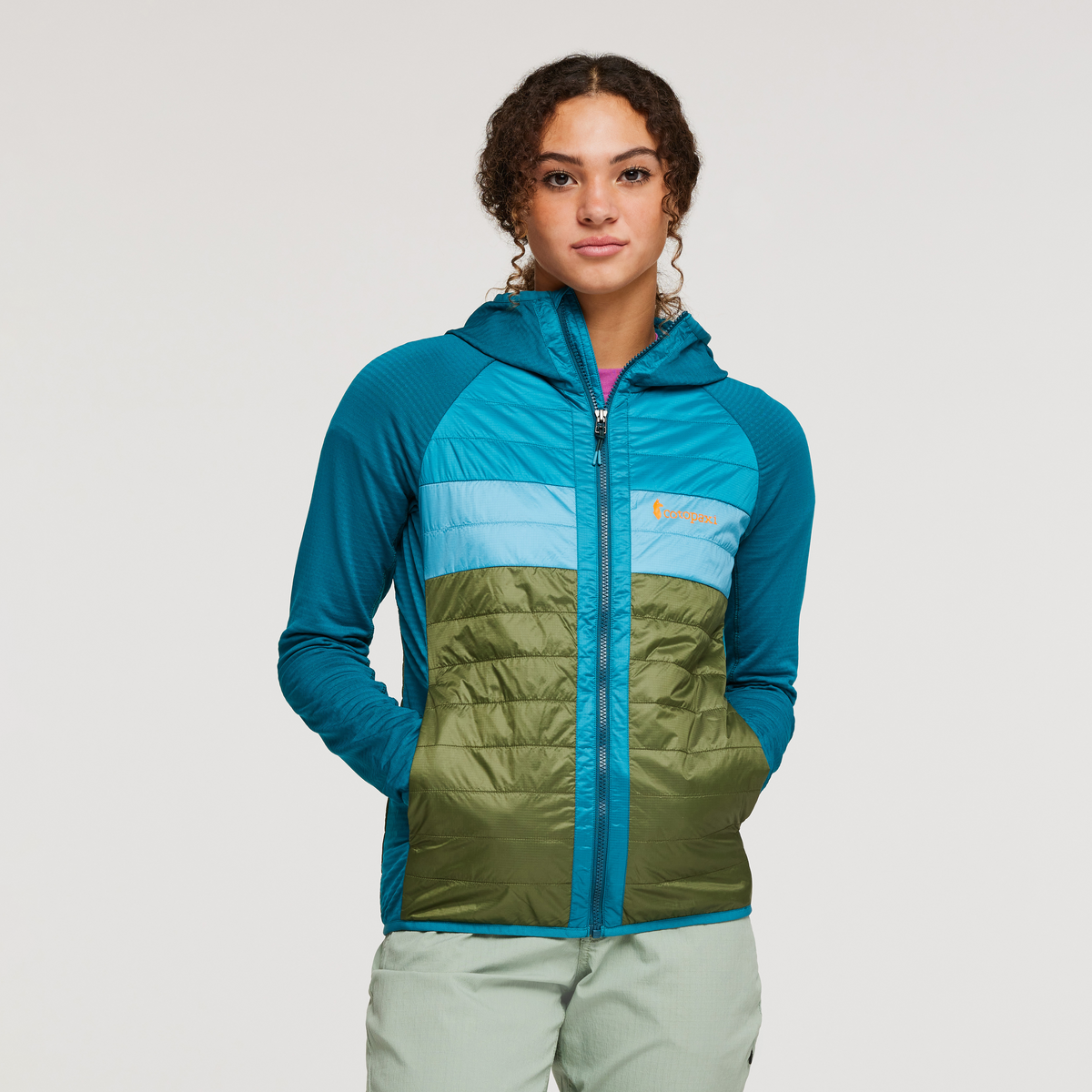 Capa Hybrid Insulated Hooded Jacket - Women's, Gulf/Pine, Model London