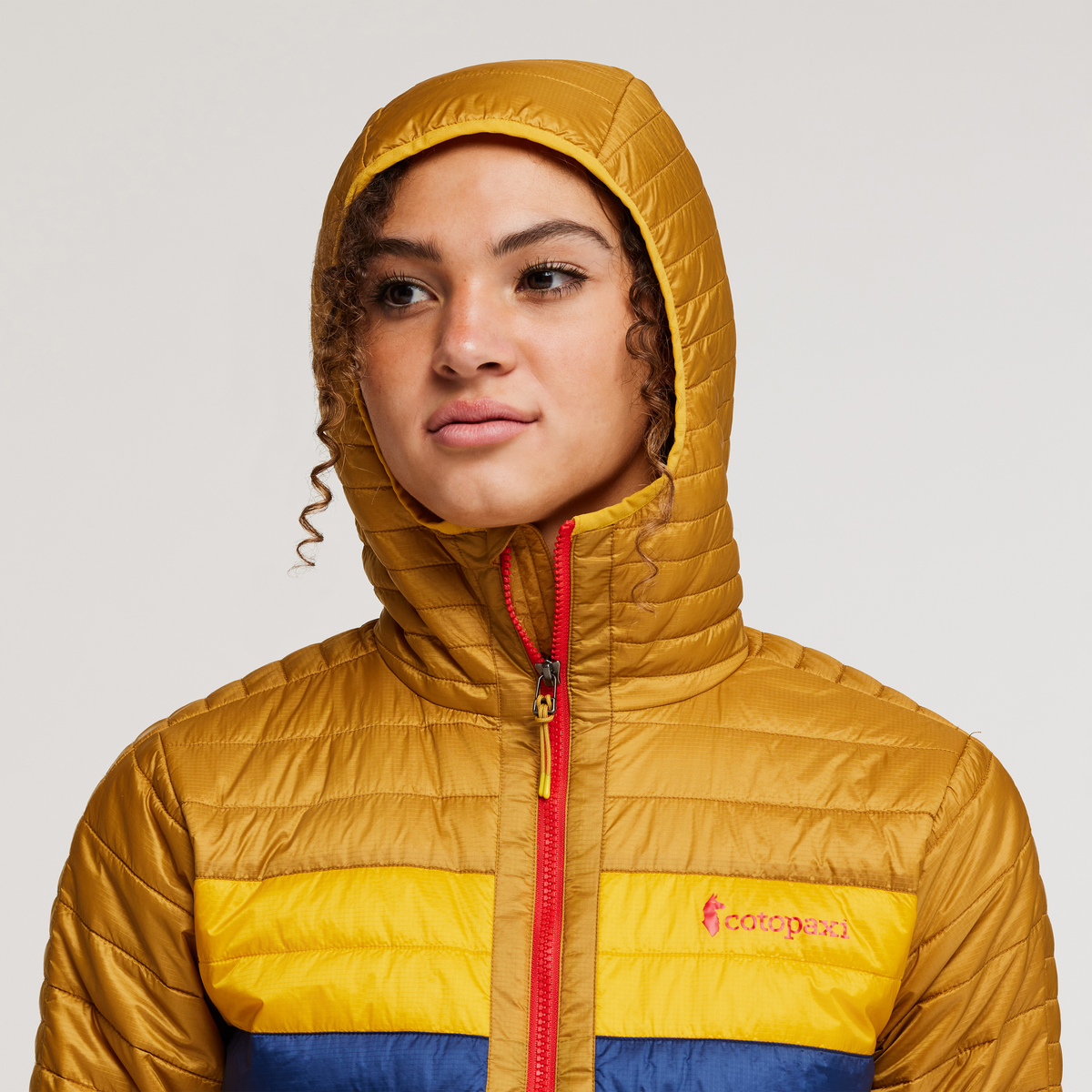 Capa Insulated Hooded Jacket - Women's, Amber/Maritime, Model London