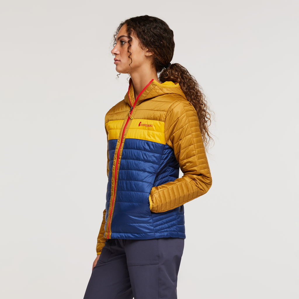 Capa Insulated Hooded Jacket - Women's, Amber/Maritime, Model London