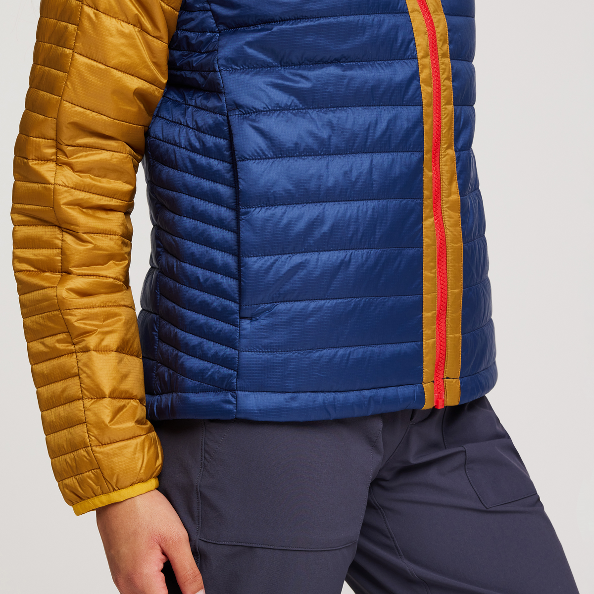 Capa Insulated Hooded Jacket - Women's, Amber/Maritime, Model London