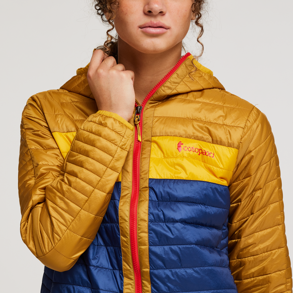 Capa Insulated Hooded Jacket - Women's, Amber/Maritime, Model London
