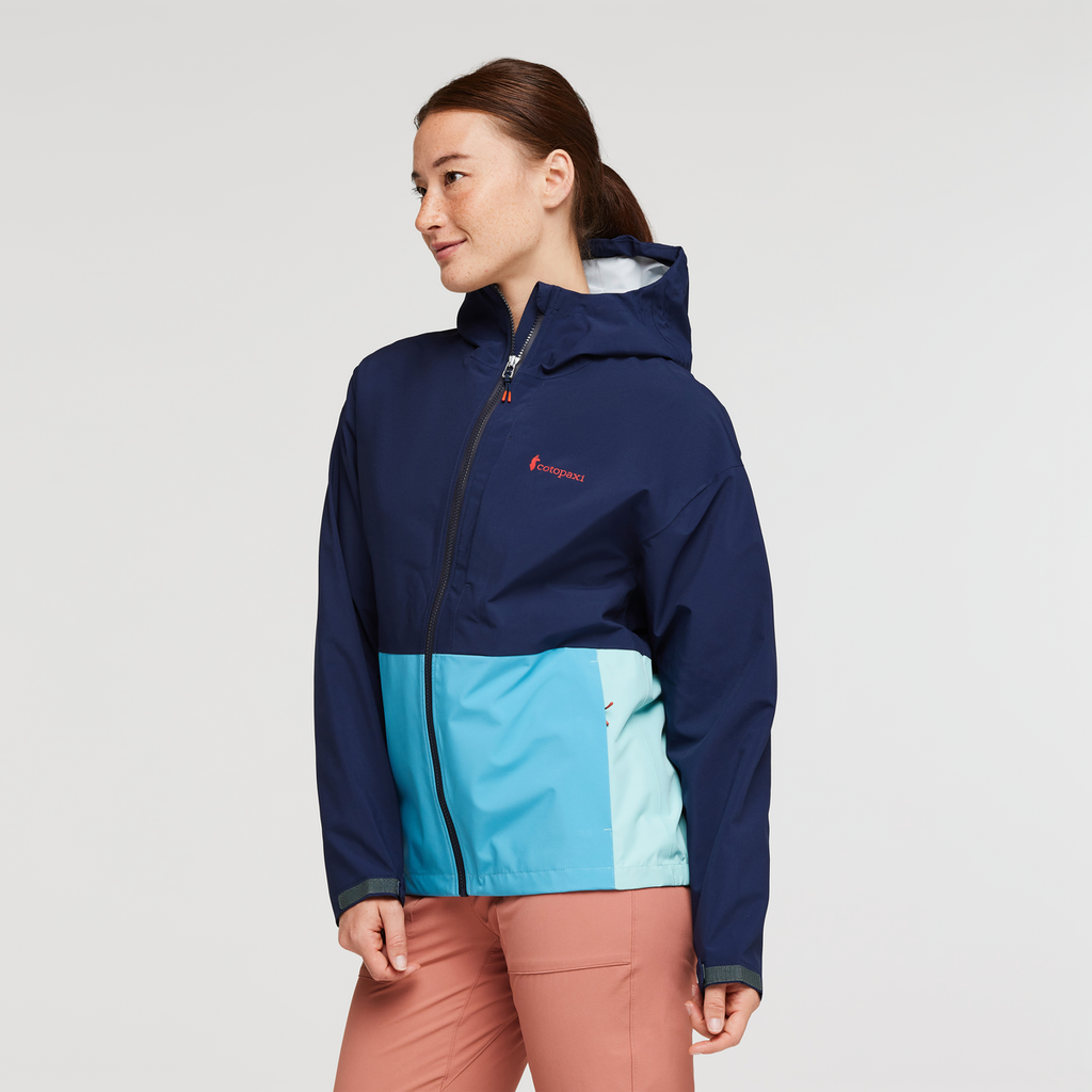 Cielo Rain Jacket - Women's, Maritime/Sea Glass, Model Aya