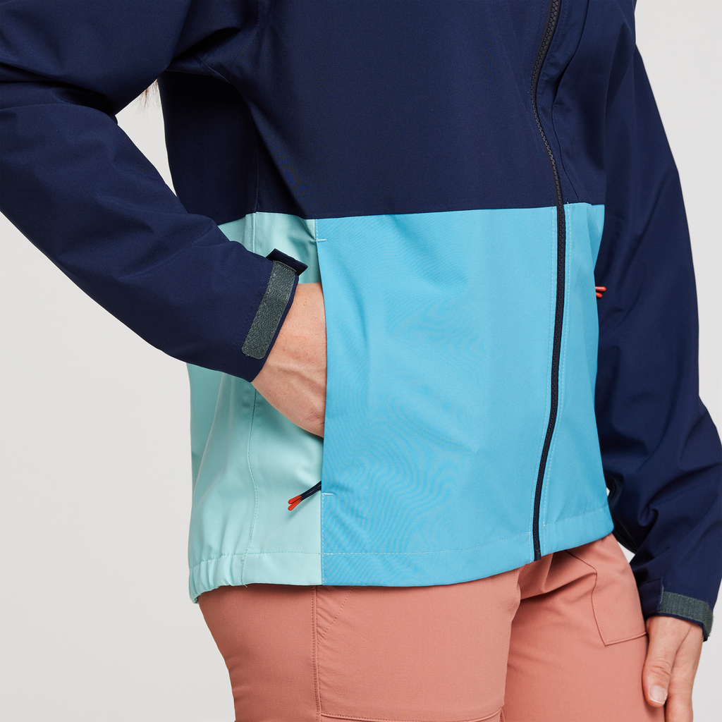 Cielo Rain Jacket - Women's, Maritime/Sea Glass, Model Aya