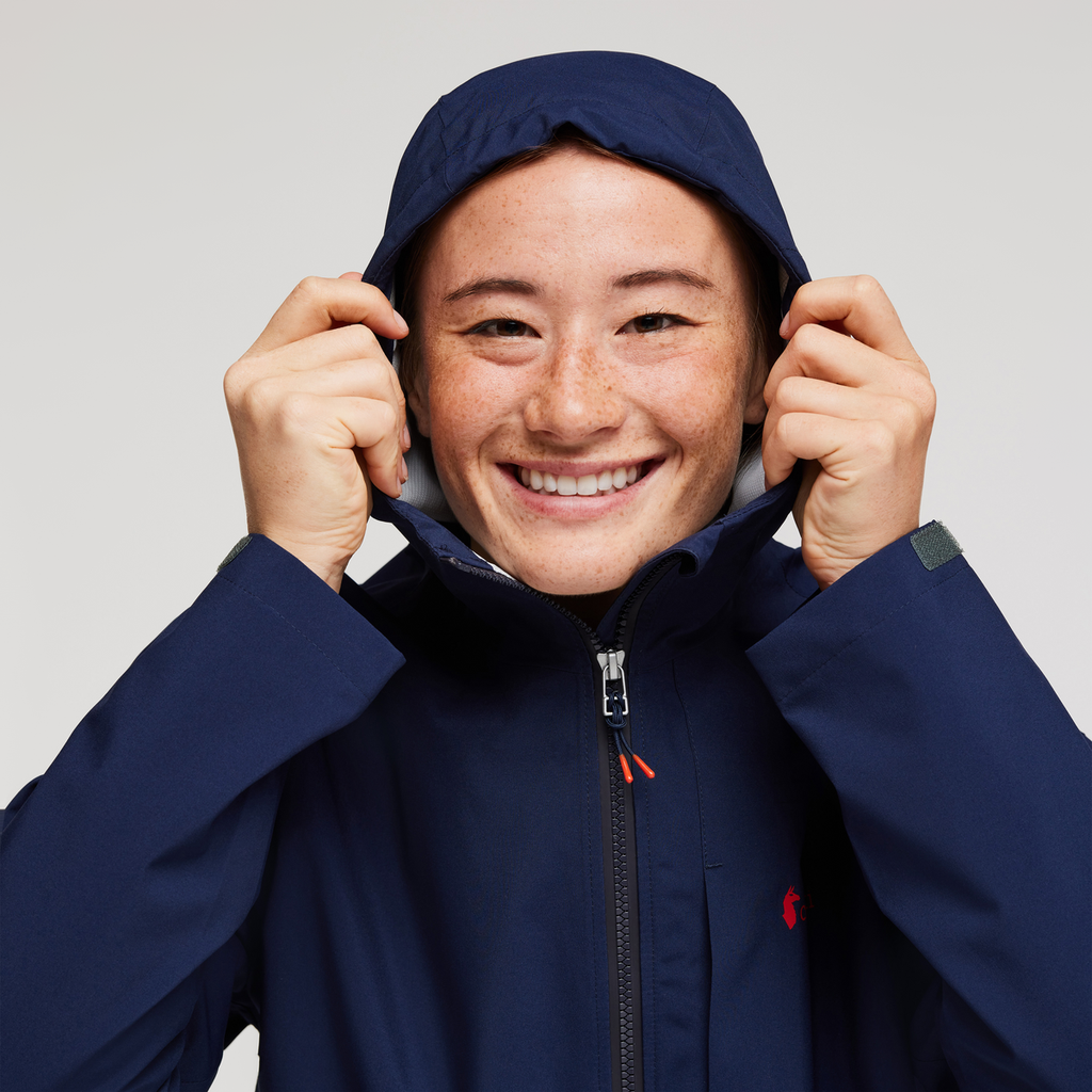 Cielo Rain Jacket - Women's, Maritime/Sea Glass, Model Aya