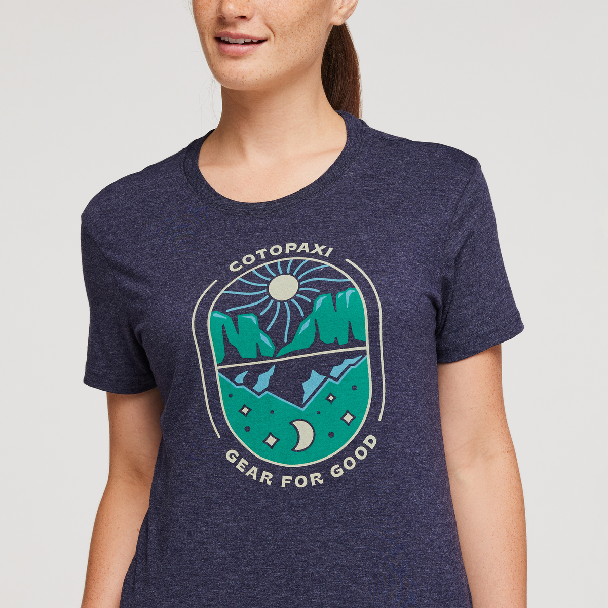 Day and Night Organic T-Shirt - Women's, Maritime, Model Aya