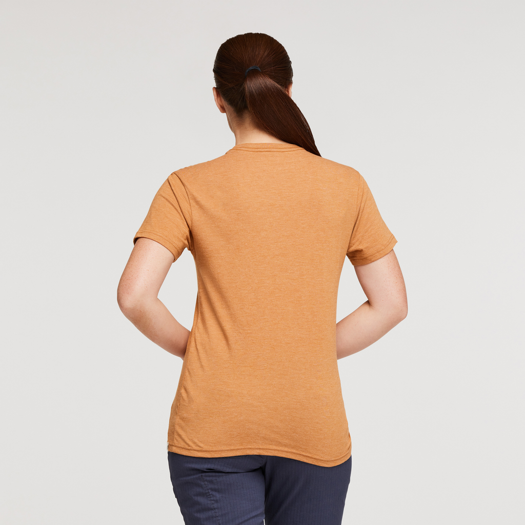 Day and Night Organic T-Shirt - Women's, Saddle, Model Aya