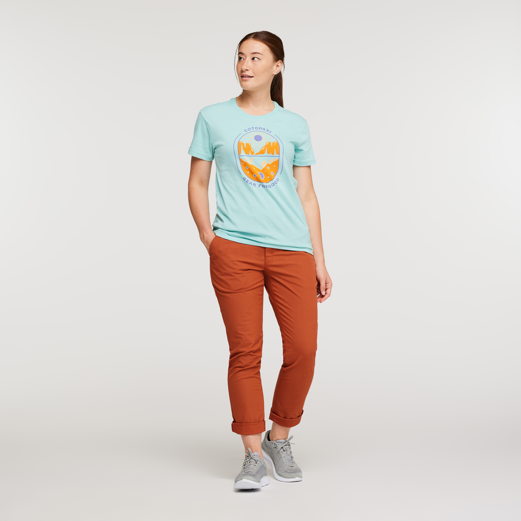 Day and Night Organic T-Shirt - Women's, Sea Glass, Model Aya