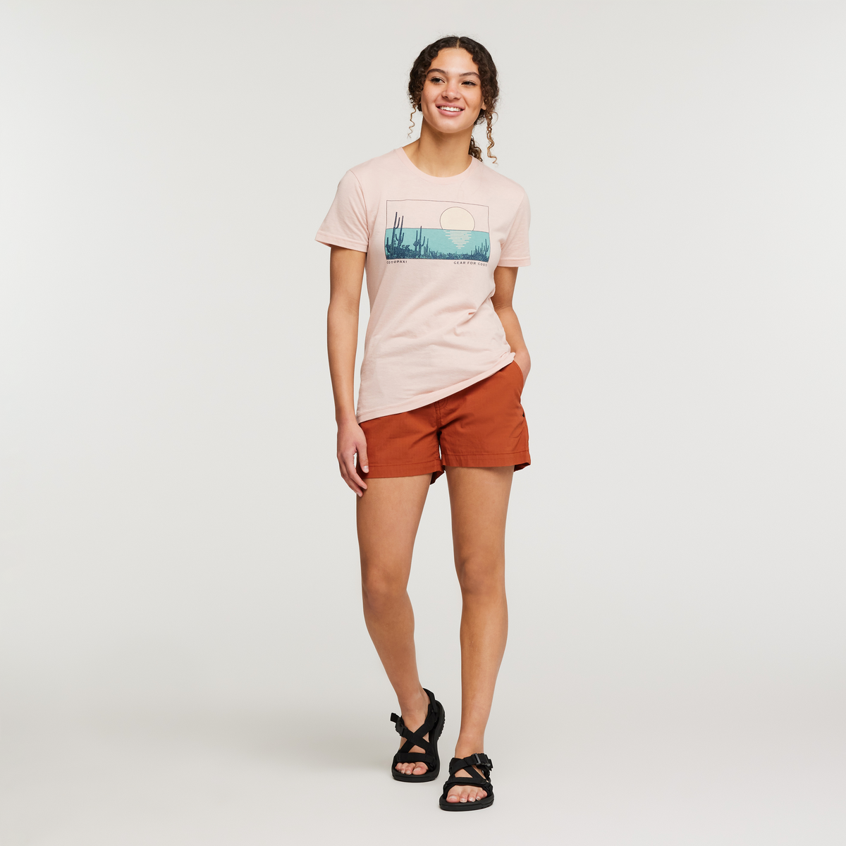 Desert View Organic T-Shirt - Women's, Sand, Model London