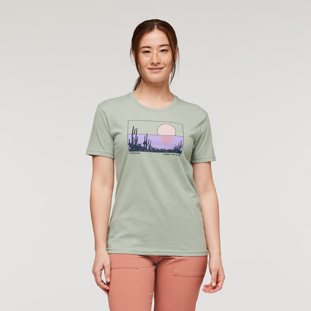 Desert View Organic T-Shirt - Women's, Silver Leaf, Model Aya