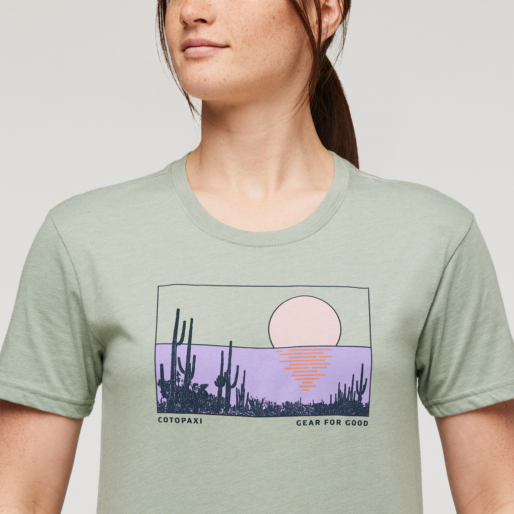 Desert View Organic T-Shirt - Women's, Silver Leaf, Model Aya