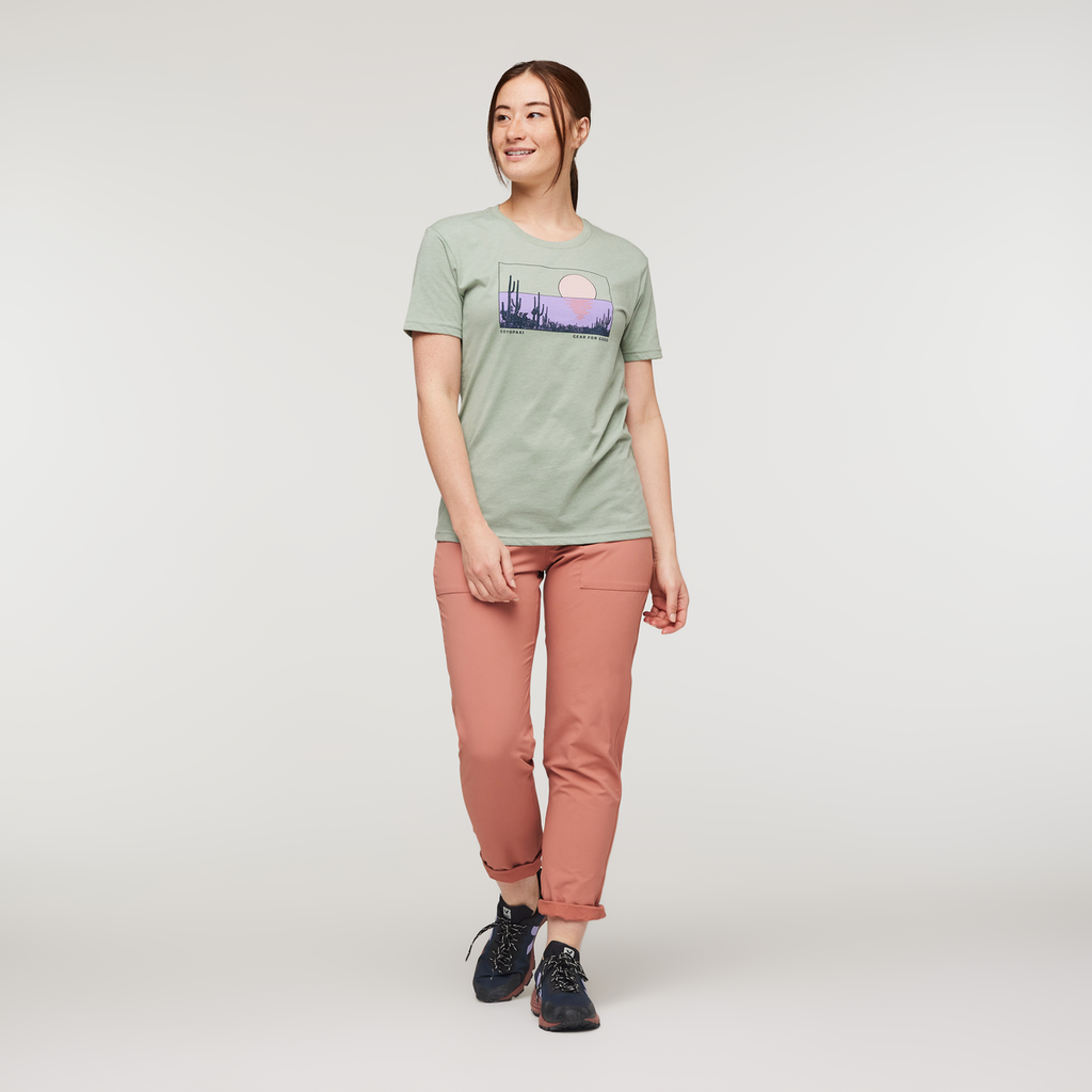 Desert View Organic T-Shirt - Women's, Silver Leaf, Model Aya