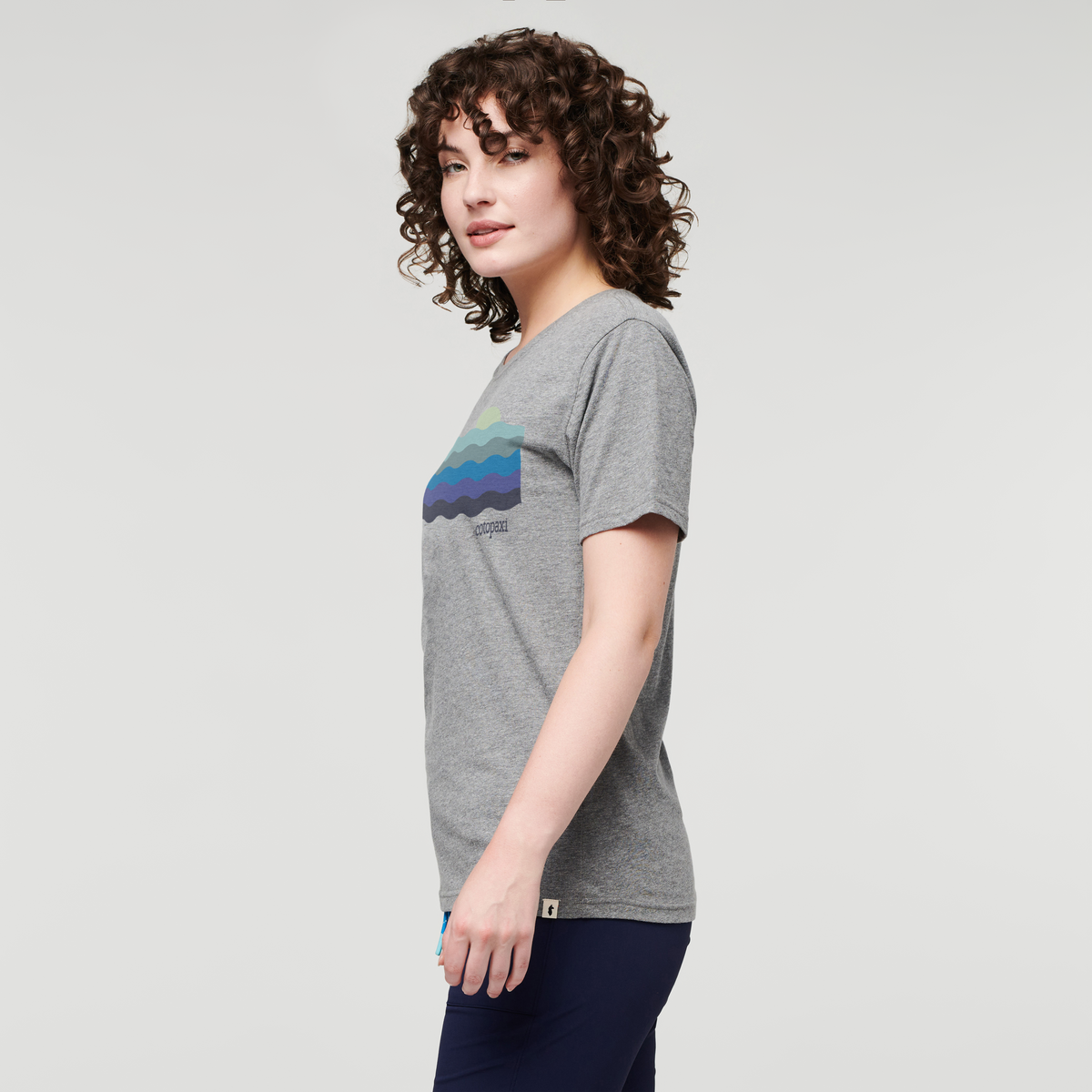 Disco Wave Organic T-Shirt - Women's, Heather Grey, Model Courtney