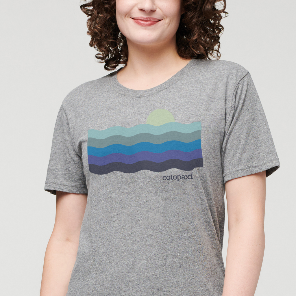 Disco Wave Organic T-Shirt - Women's, Heather Grey, Model Courtney