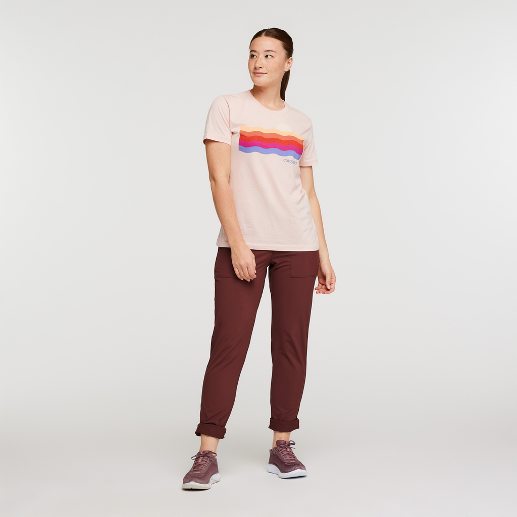 Disco Wave Organic T-Shirt - Women's, Sand, Model Aya