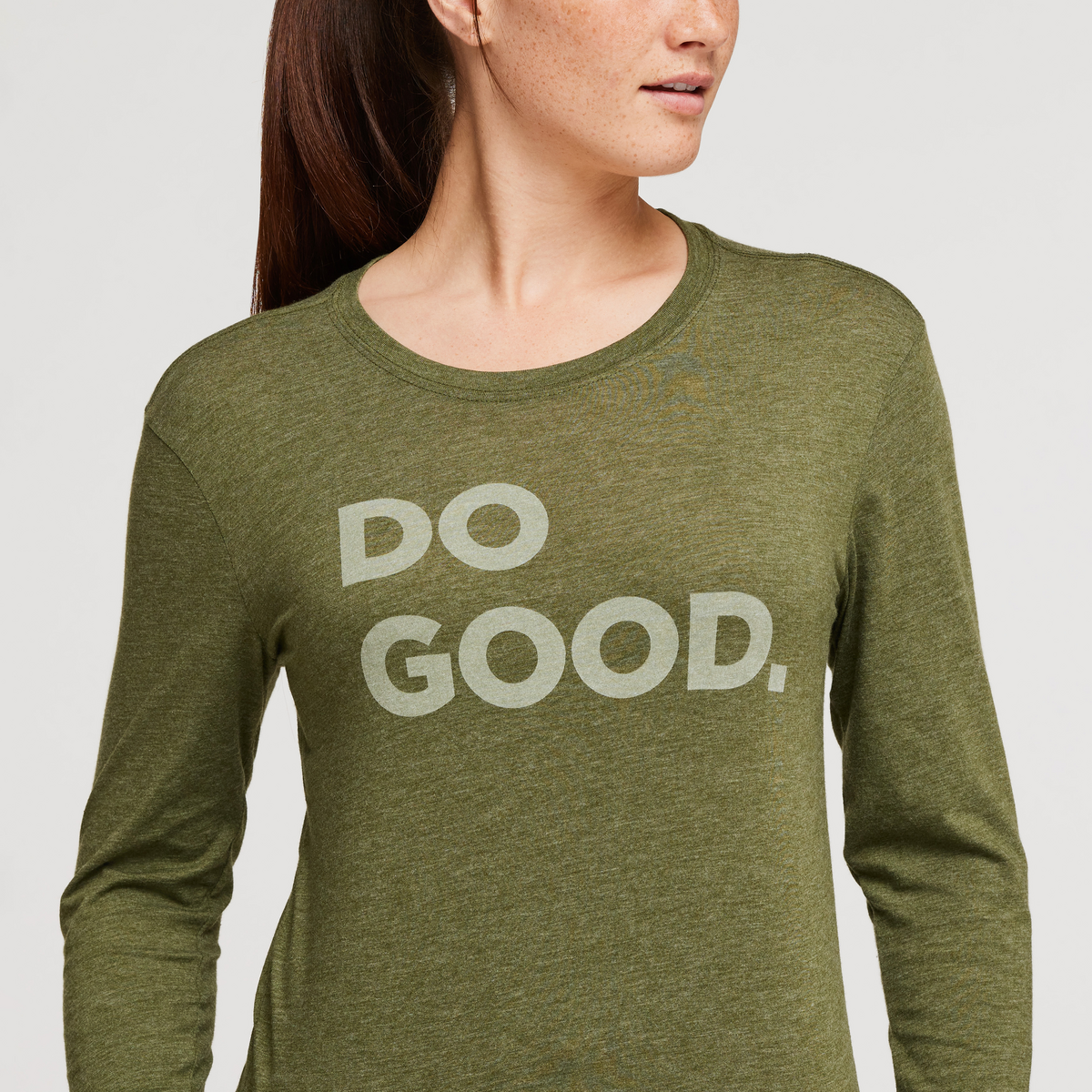 Do Good Long-Sleeve T-Shirt - Women's, Pine, Model Aya