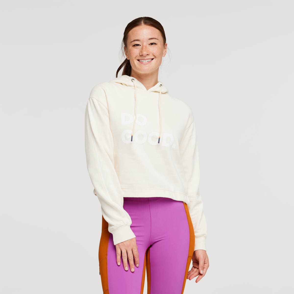 Do Good Organic Crop Sweatshirt - Women's, Bone, Model Aya