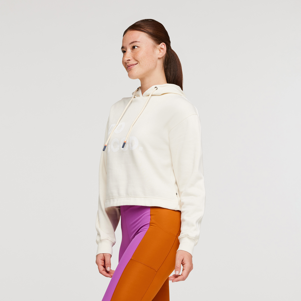 Do Good Organic Crop Sweatshirt - Women's, Bone, Model Aya
