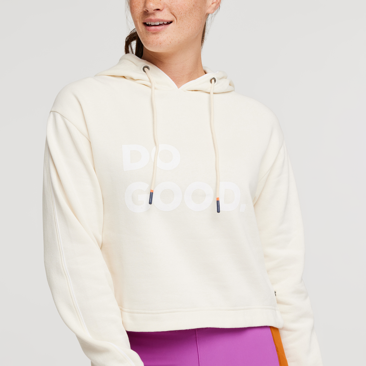Do Good Organic Crop Sweatshirt - Women's, Bone, Model Aya