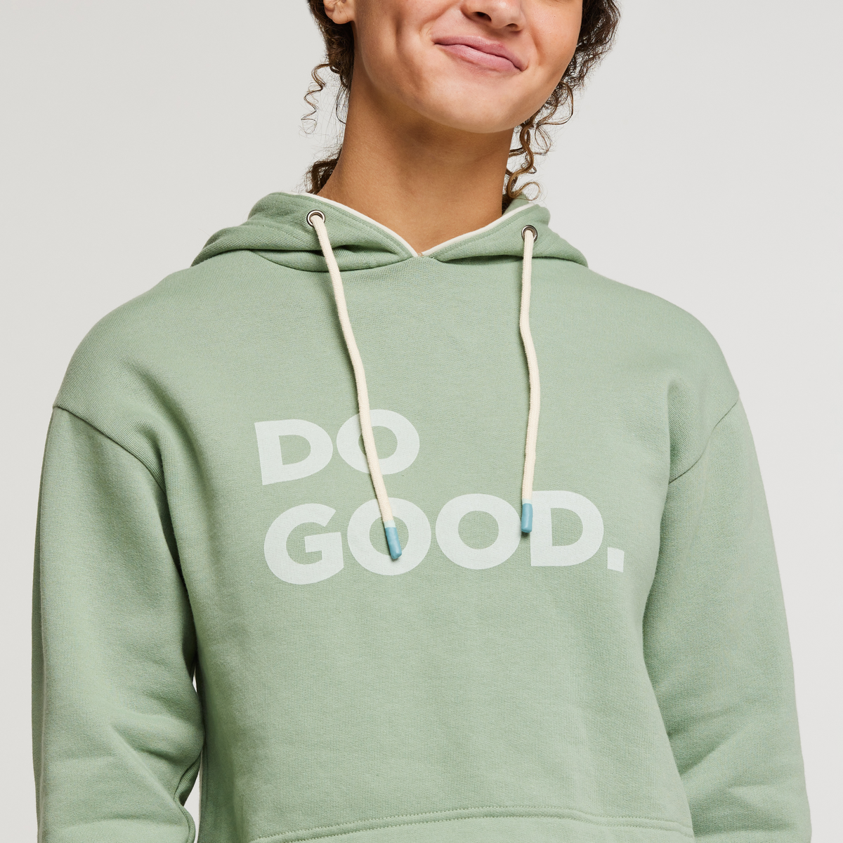 Do Good Organic Crop Sweatshirt - Women's, Silver Leaf, Model London