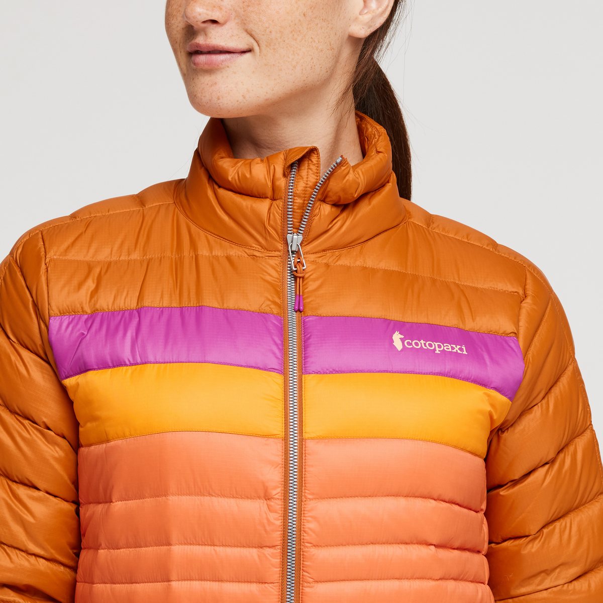 Fuego Down Jacket - Women's, Mezcal/Nectar, Model Aya