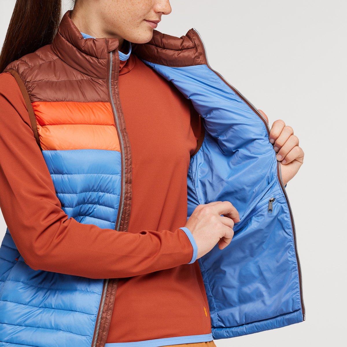 Fuego Down Vest - Women's, Acorn/Lupine, Model Aya