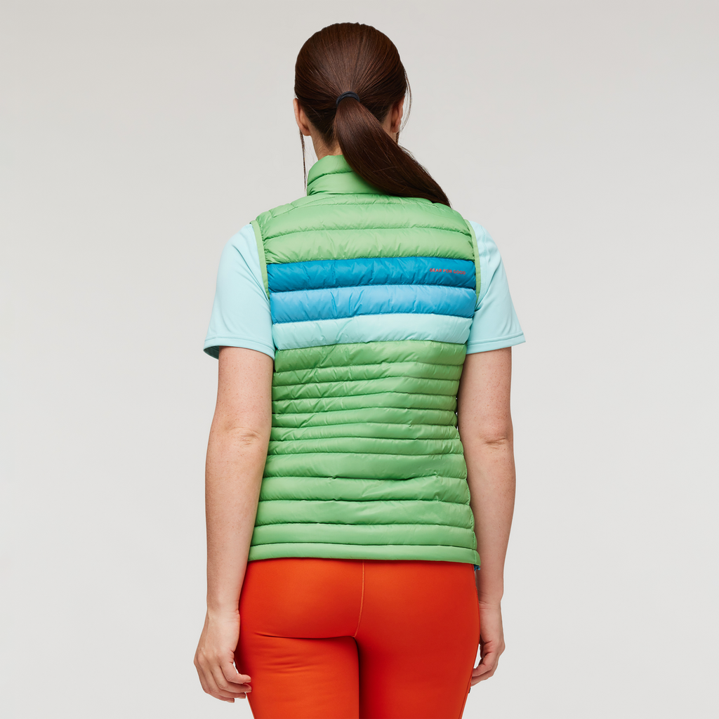 Fuego Down Vest - Women's, Kelp Stripes, Model Aya