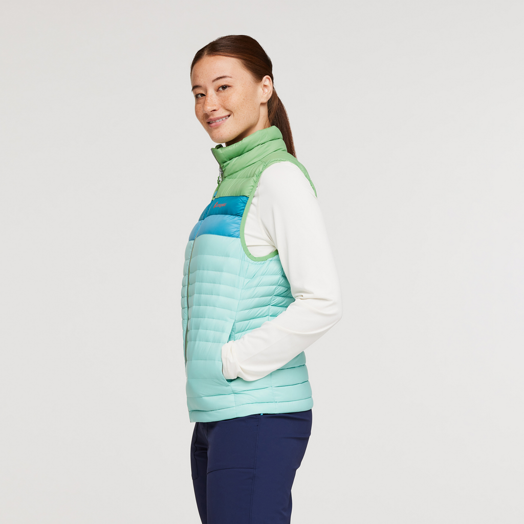 Fuego Down Vest - Women's, Kelp/Sea Glass, Model Aya