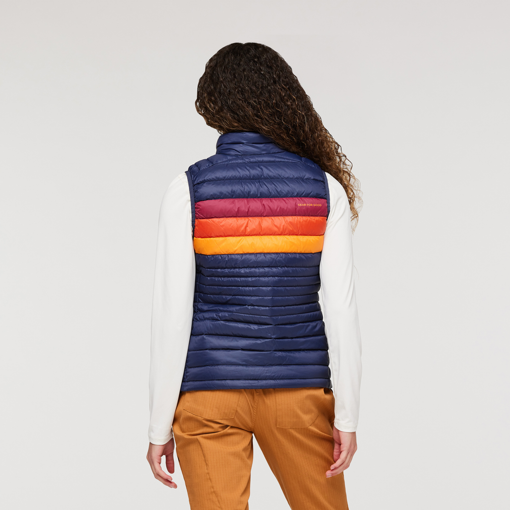 Fuego Down Vest - Women's, Maritime/Raspberry Stripes, Model London