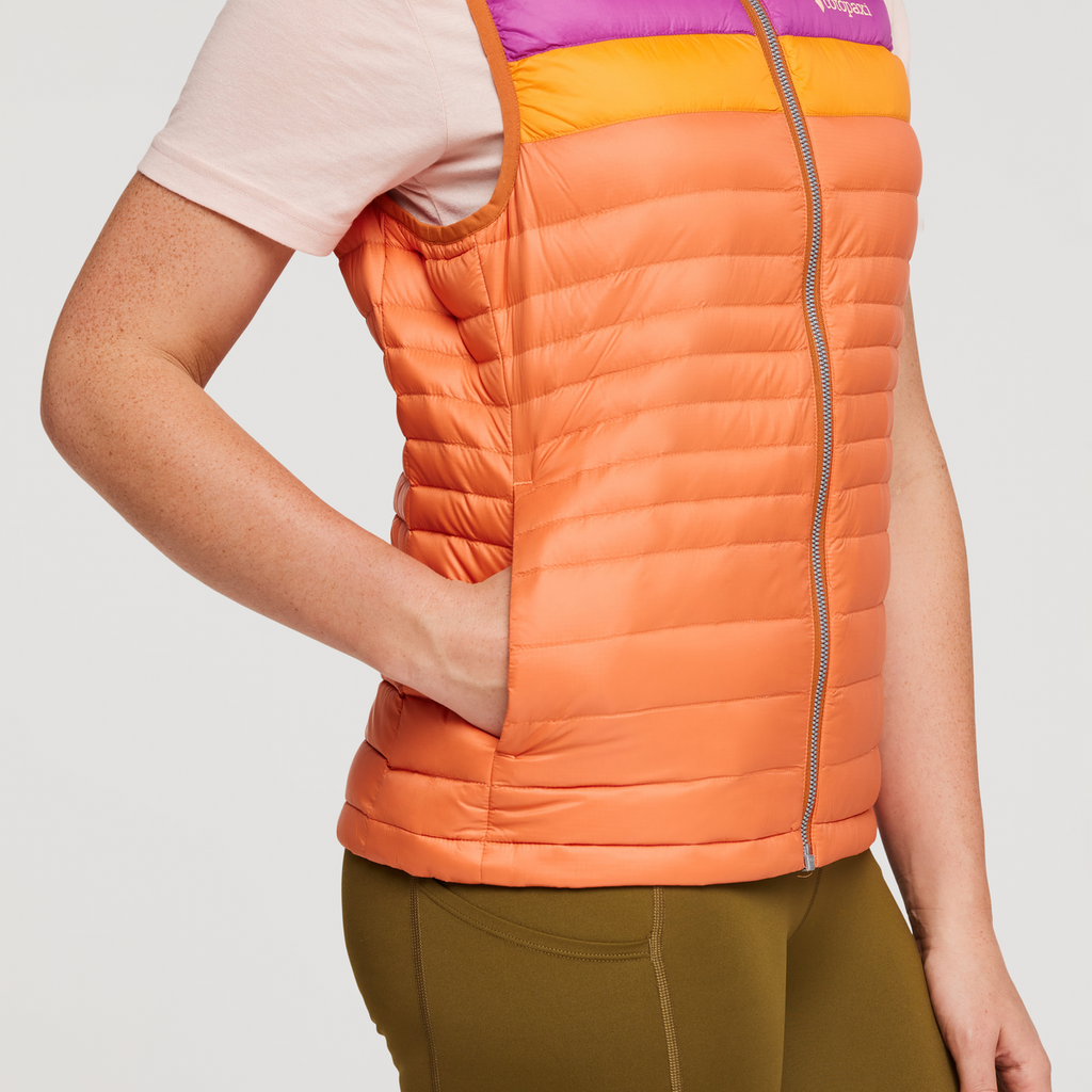 Fuego Down Vest - Women's, Mezcal/Nectar, Model Aya