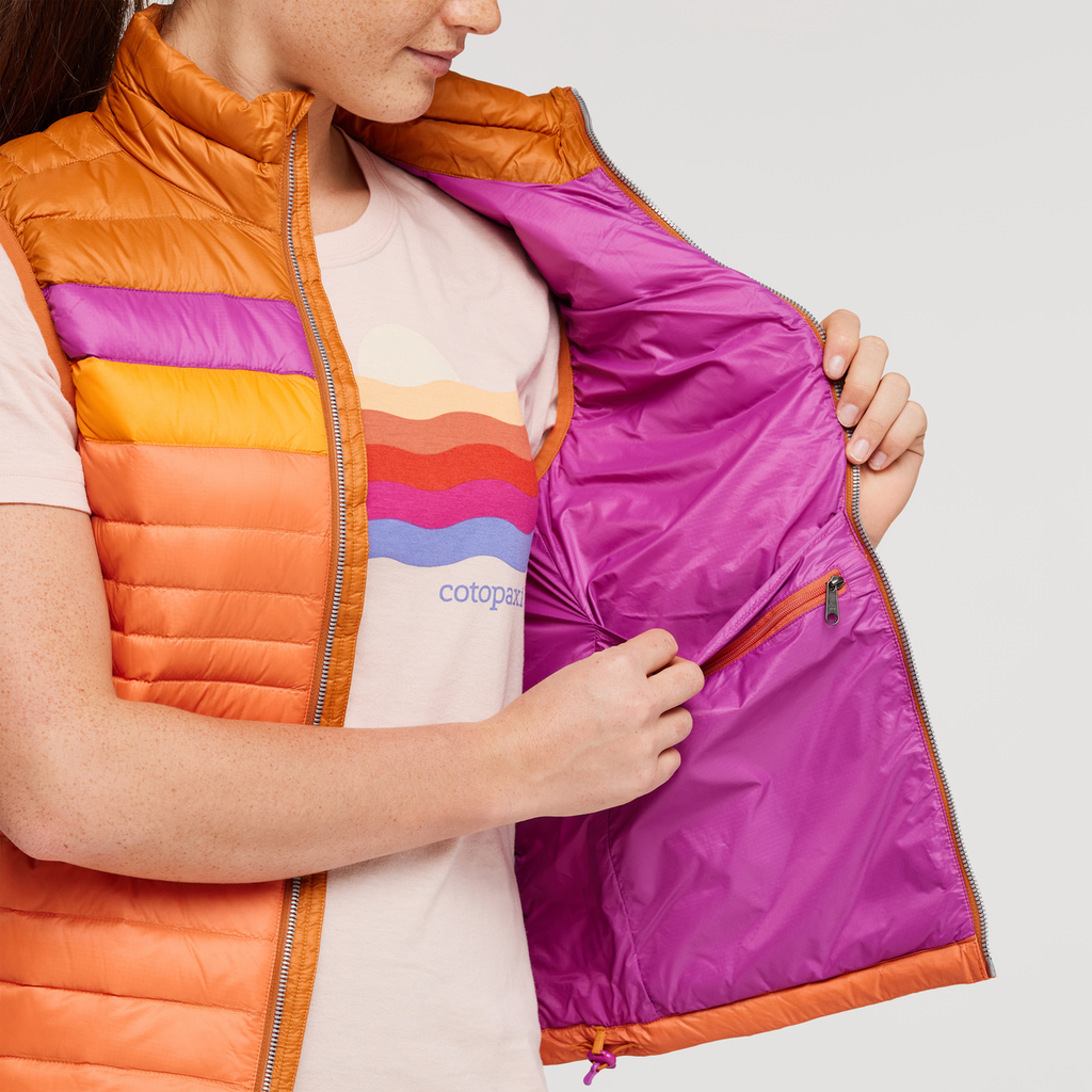 Fuego Down Vest - Women's, Mezcal/Nectar, Model Aya