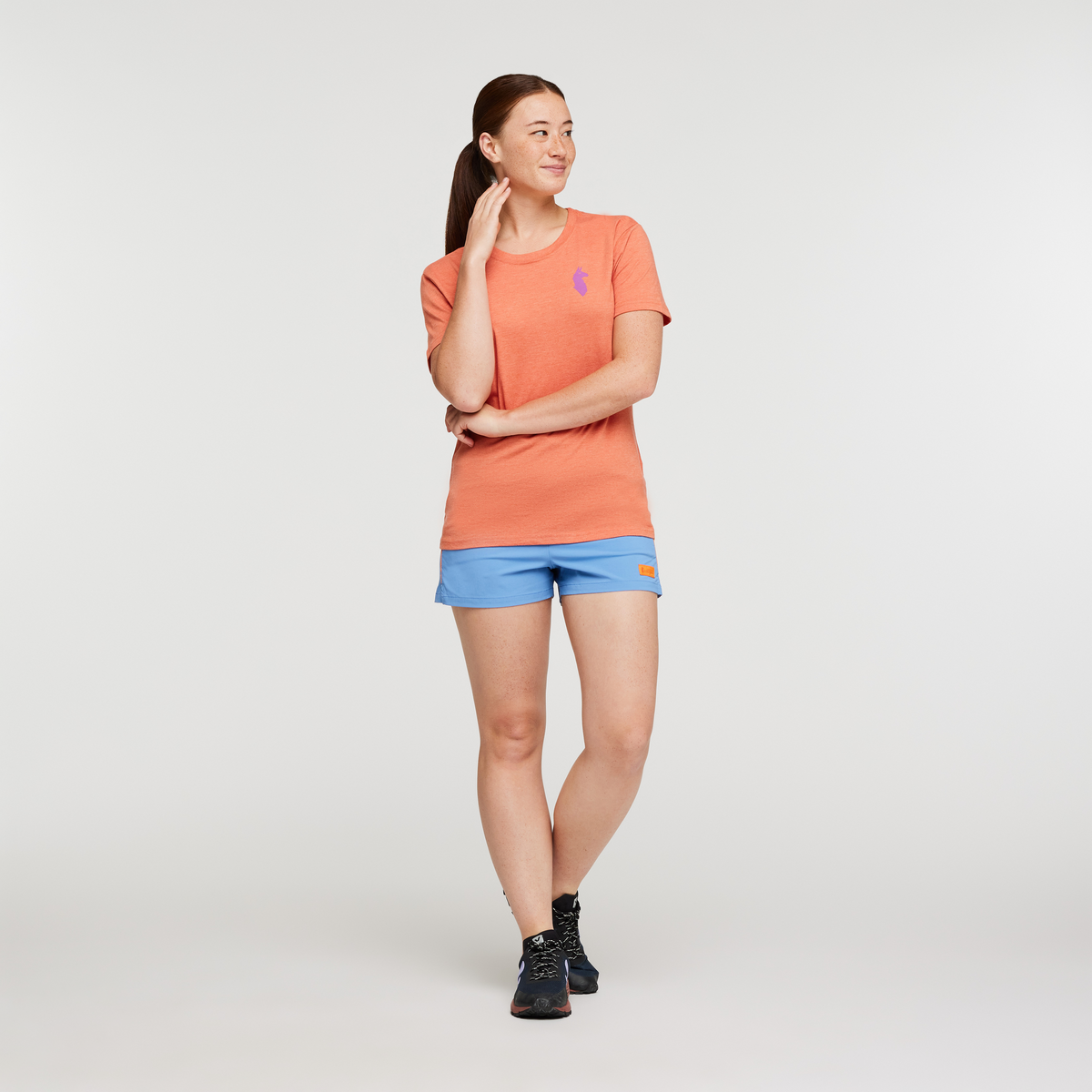 Happy Day Organic T-Shirt - Women's, Nectar, Model Aya