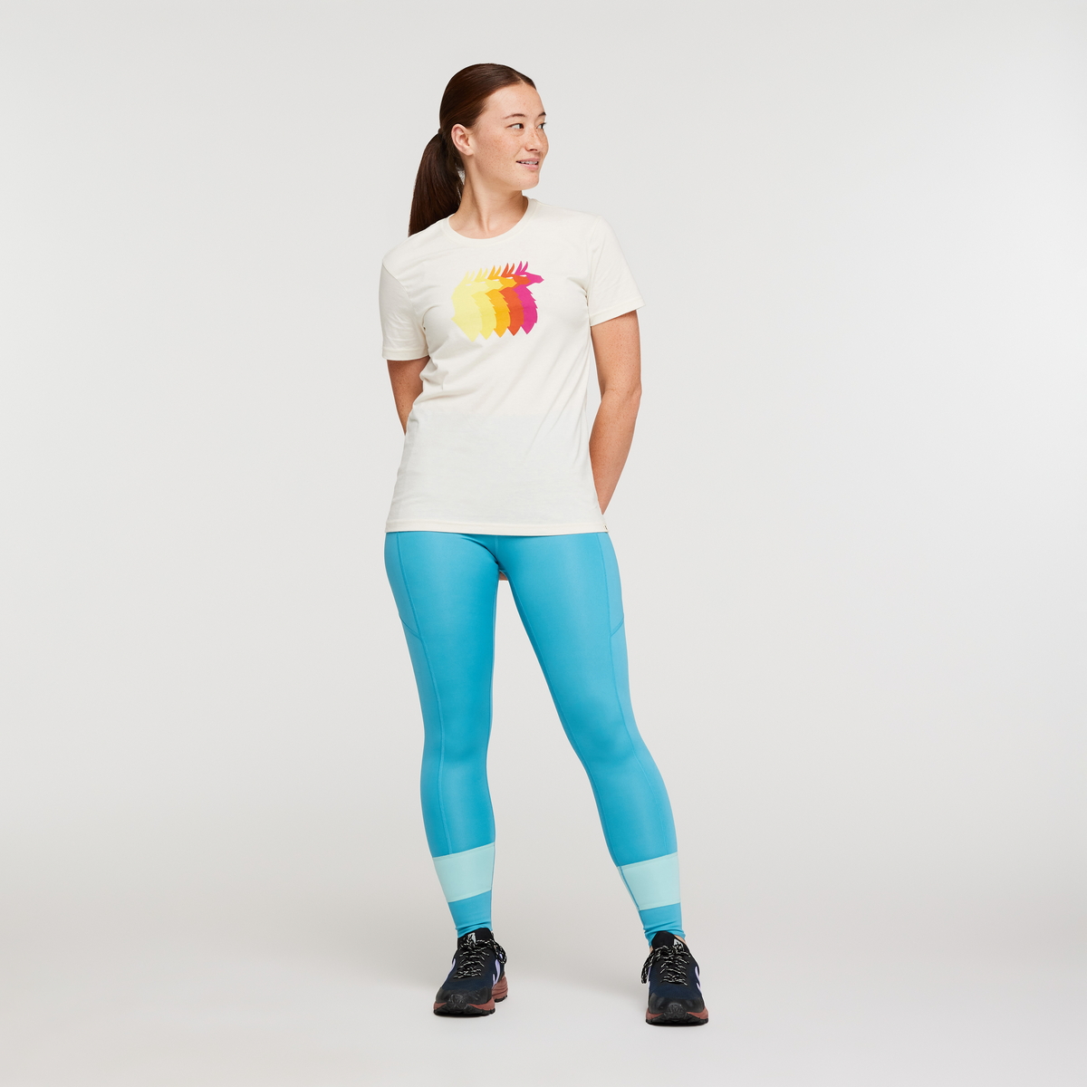 Llama Sequence Organic T-Shirt - Women's, Bone, Model Aya