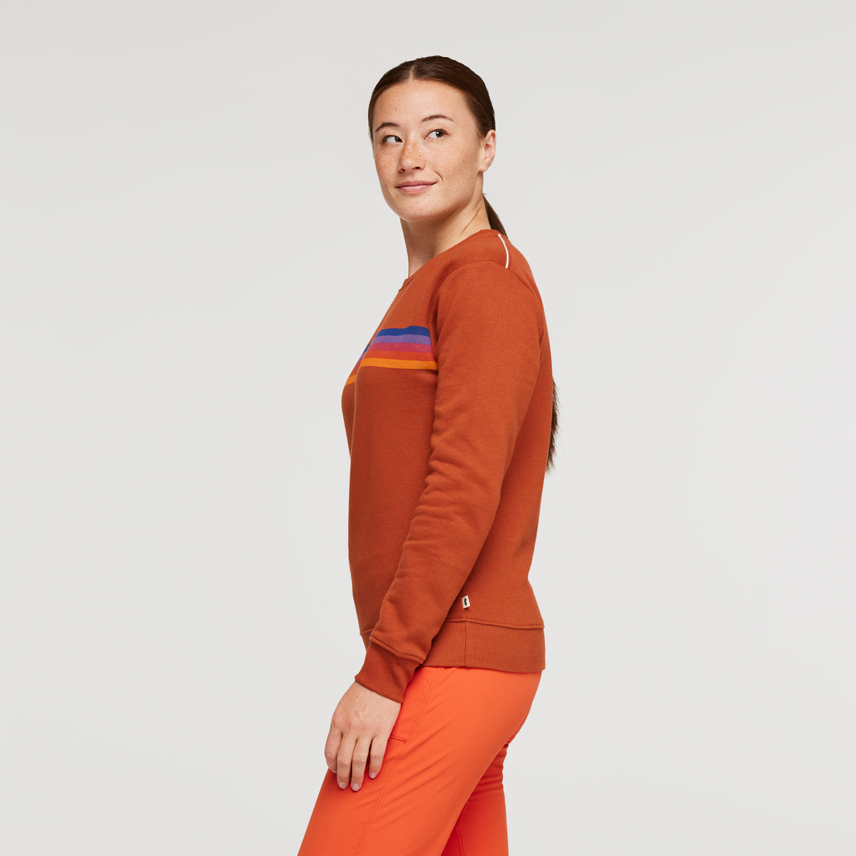 On The Horizon Organic Crew Sweatshirt - Women's, Spice, Model Aya