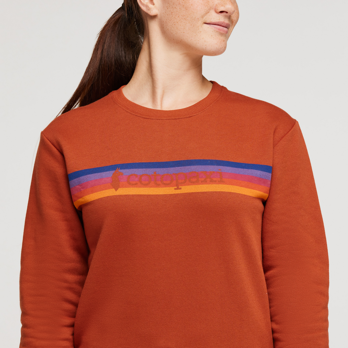 On The Horizon Organic Crew Sweatshirt - Women's, Spice, Model Aya