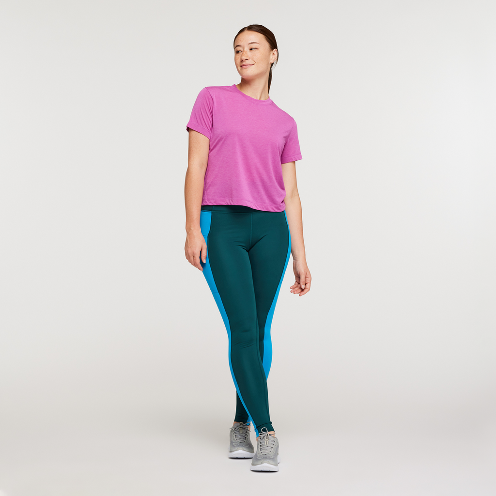 Paseo Travel Crop T-Shirt - Women's, Foxglove, Model Aya